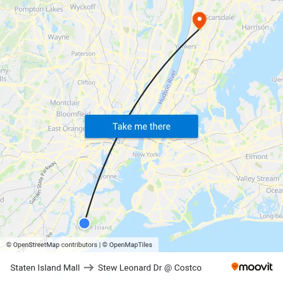 Staten Island Mall to Stew Leonard Dr @ Costco map