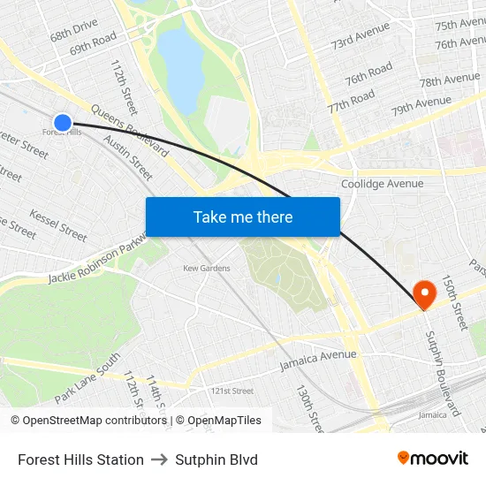 Forest Hills Station to Sutphin Blvd map