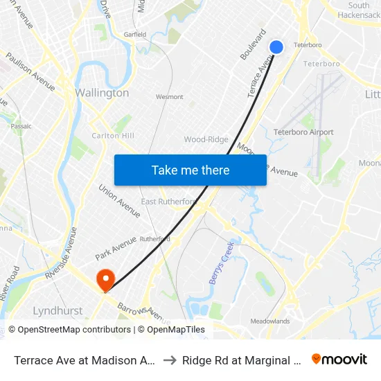 Terrace Ave at Madison Ave to Ridge Rd at Marginal Rd map