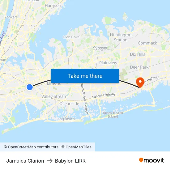 Jamaica Clarion to Babylon LIRR map