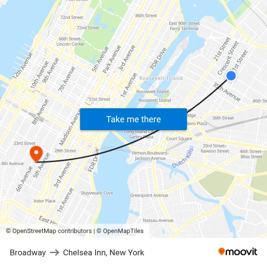 Broadway to Chelsea Inn, New York map