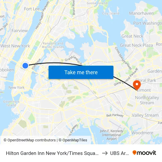 Hilton Garden Inn New York/Times Square Central to UBS Arena map