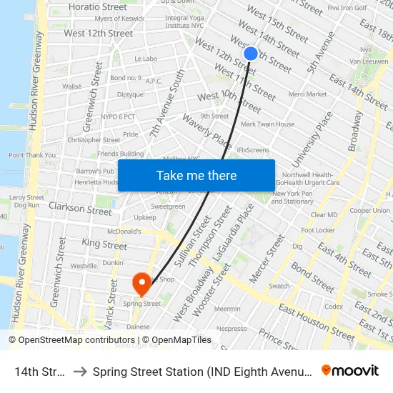 14th Street to Spring Street Station (IND Eighth Avenue Line) map