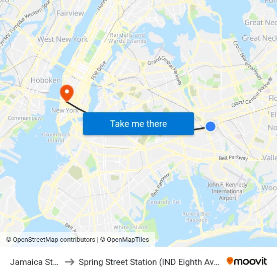 Jamaica Station to Spring Street Station (IND Eighth Avenue Line) map