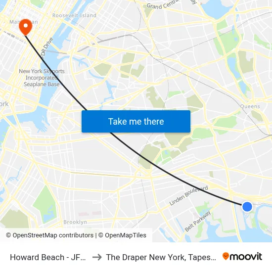 Howard Beach - JFK Airport Station to The Draper New York, Tapestry Collection by Hilton map