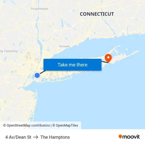 4 Av/Dean St to The Hamptons map