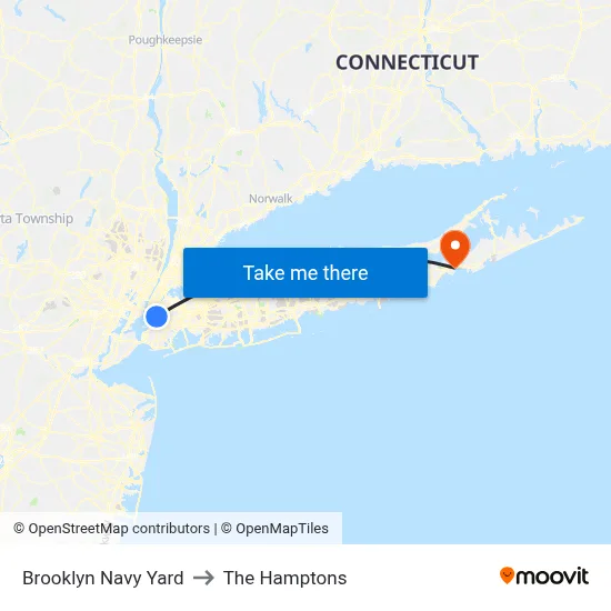 Brooklyn Navy Yard to The Hamptons map