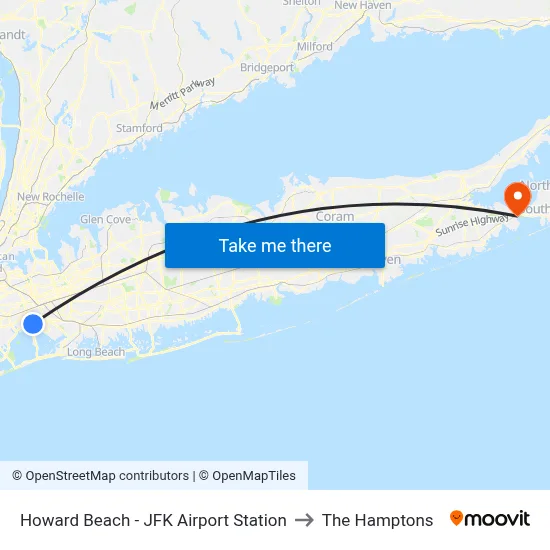 Howard Beach - JFK Airport Station to The Hamptons map
