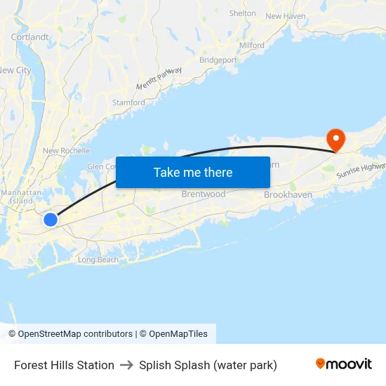 Forest Hills Station to Splish Splash (water park) map