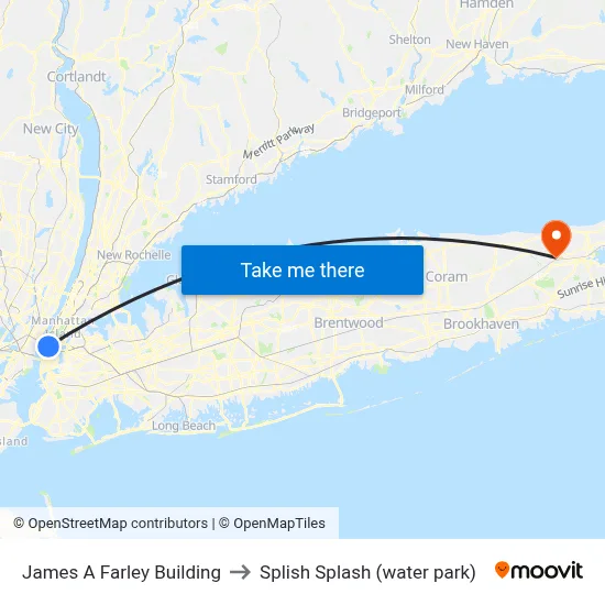 James A Farley Building to Splish Splash (water park) map