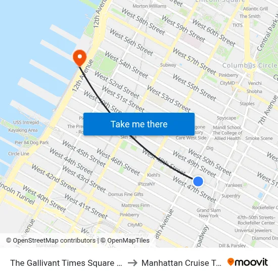 The Gallivant Times Square New York to Manhattan Cruise Terminal map