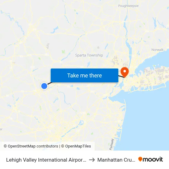 Lehigh Valley International Airport Trans Bridge Bus Stop to Manhattan Cruise Terminal map