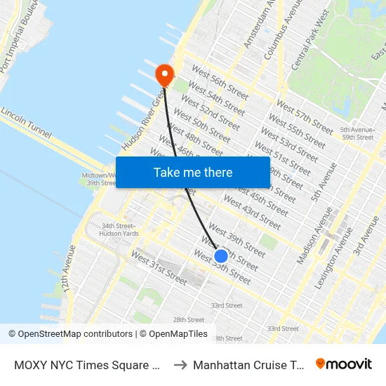 MOXY NYC Times Square New York to Manhattan Cruise Terminal map