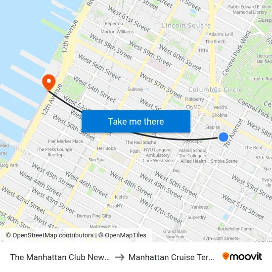 The Manhattan Club New York to Manhattan Cruise Terminal map