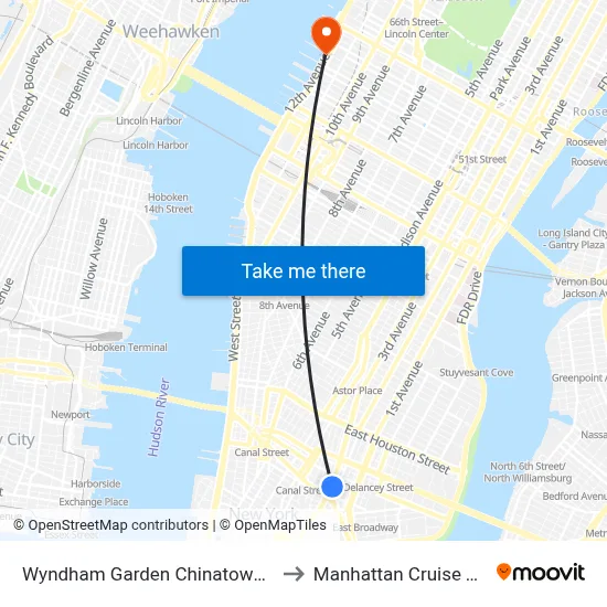 Wyndham Garden Chinatown New York to Manhattan Cruise Terminal map