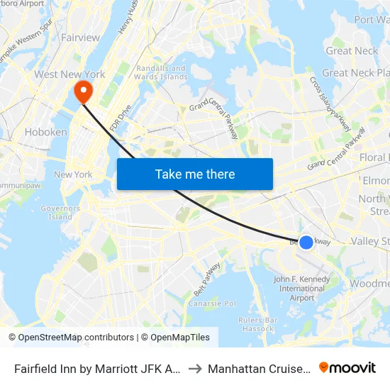 Fairfield Inn by Marriott JFK Airport Queens to Manhattan Cruise Terminal map
