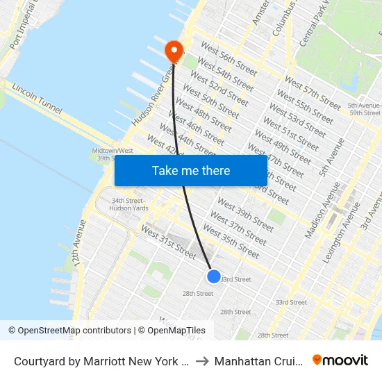 Courtyard by Marriott New York Manhattan Chelsea to Manhattan Cruise Terminal map