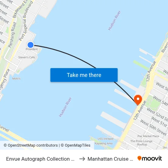 Envue Autograph Collection Weehawken to Manhattan Cruise Terminal map