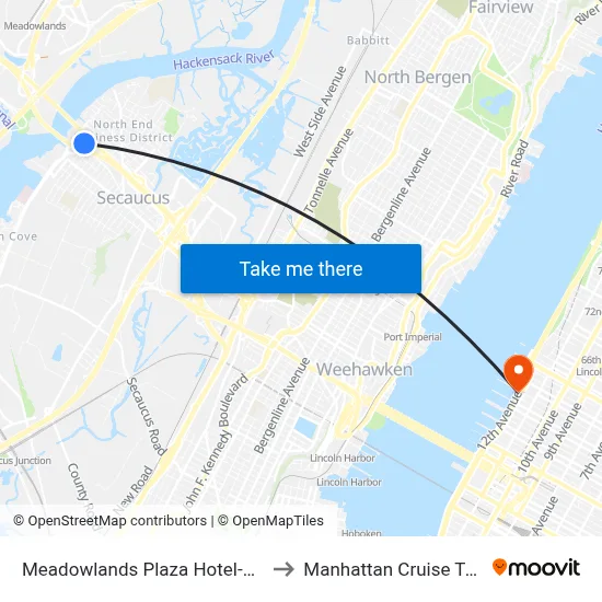 Meadowlands Plaza Hotel-Secaucus to Manhattan Cruise Terminal map