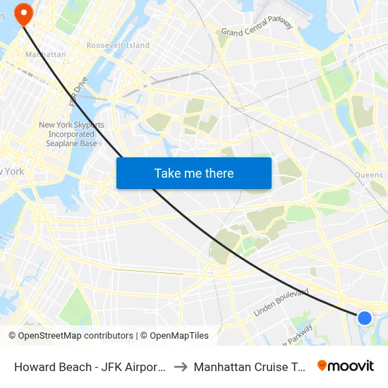 Howard Beach - JFK Airport Station to Manhattan Cruise Terminal map