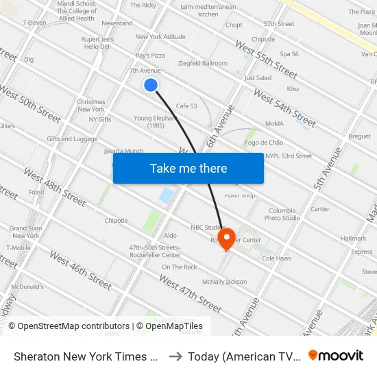 Sheraton New York Times Square Hotel to Today (American TV program) map