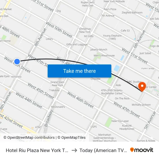 Hotel Riu Plaza New York Times Square to Today (American TV program) map
