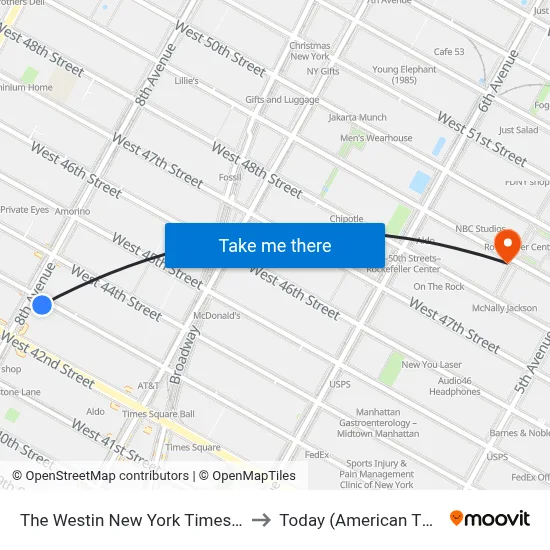 The Westin New York Times Square Hotel to Today (American TV program) map