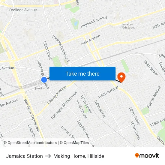 Jamaica Station to Making Home, Hillside map