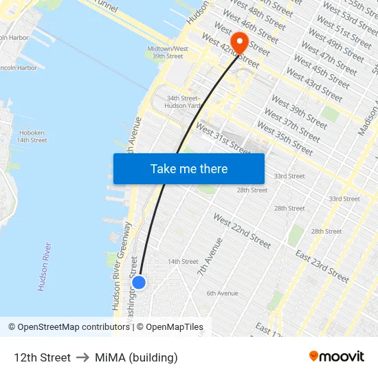 12th Street to MiMA (building) map