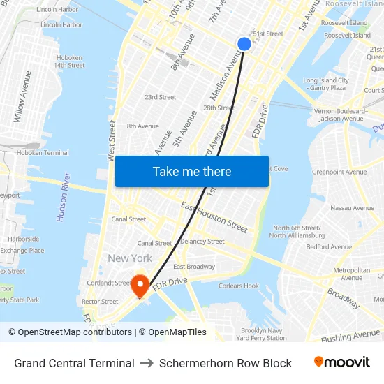 Grand Central Terminal to Schermerhorn Row Block map