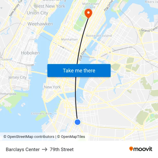 Barclays Center to 79th Street map