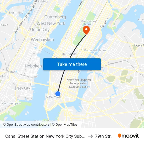 Canal Street Station New York City Subway to 79th Street map