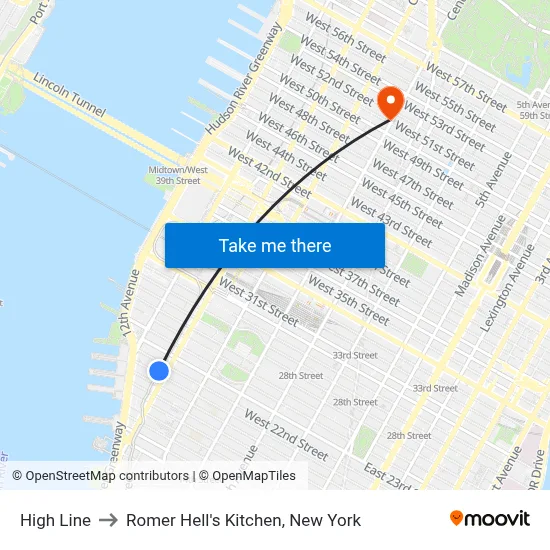 High Line to Romer Hell's Kitchen, New York map