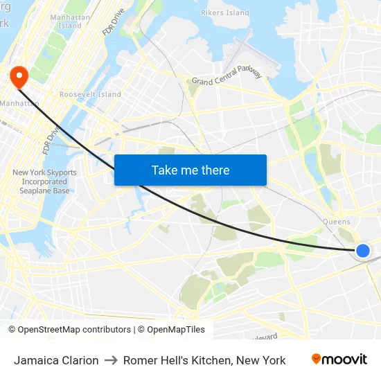 Jamaica Clarion to Romer Hell's Kitchen, New York map