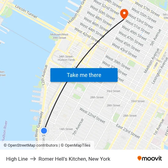 High Line to Romer Hell's Kitchen, New York map