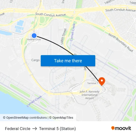 Federal Circle to Terminal 5 (Station) map