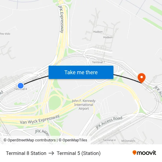 Terminal 8 Station to Terminal 5 (Station) map