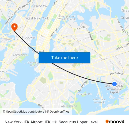 New York JFK Airport JFK to Secaucus Upper Level map
