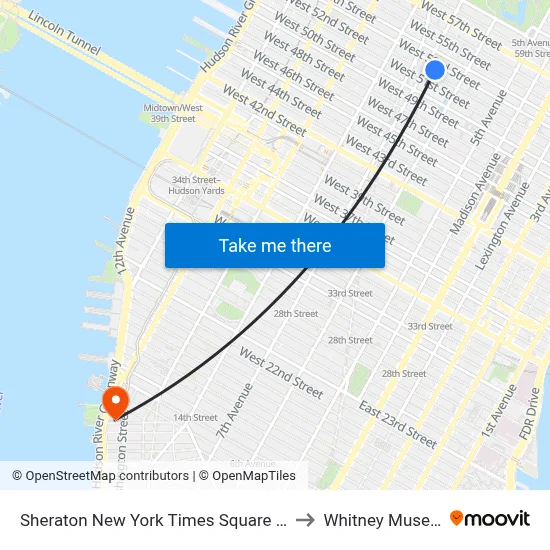 Sheraton New York Times Square Hotel to Whitney Museum map