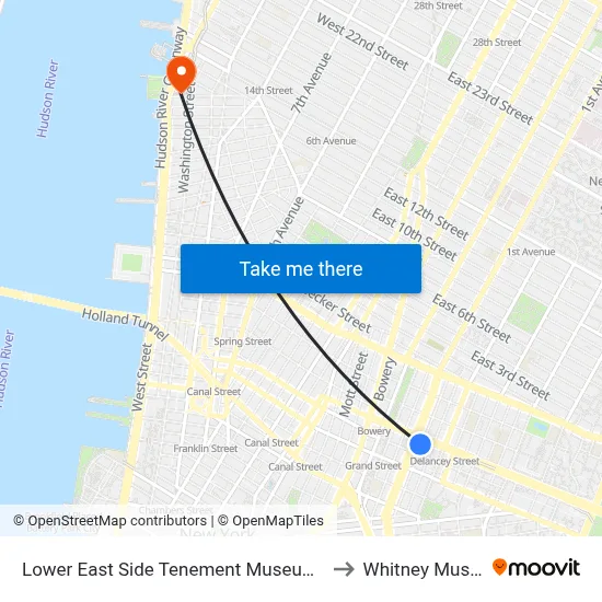Lower East Side Tenement Museum Offices to Whitney Museum map