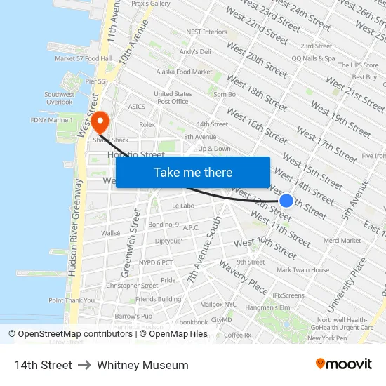 14th Street to Whitney Museum map