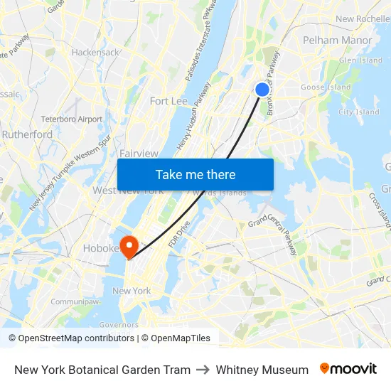 New York Botanical Garden Tram to Whitney Museum map