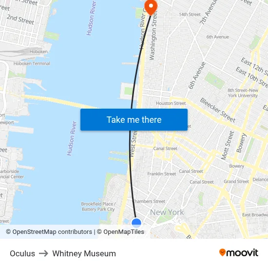 Oculus to Whitney Museum map