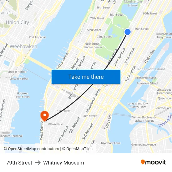 79th Street to Whitney Museum map