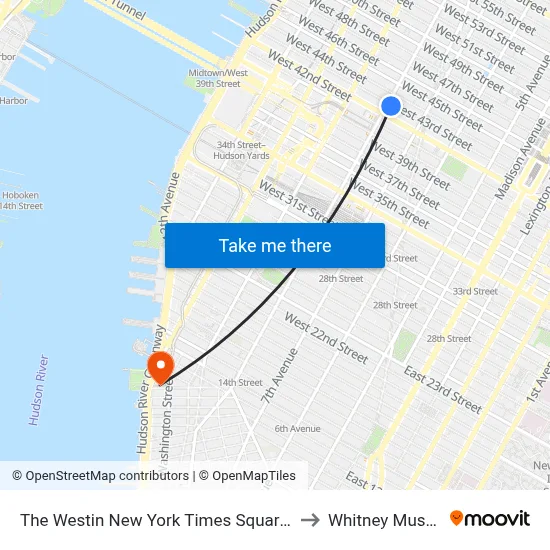 The Westin New York Times Square Hotel to Whitney Museum map
