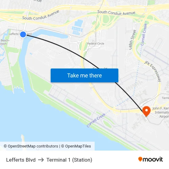 Lefferts Blvd to Terminal 1 (Station) map