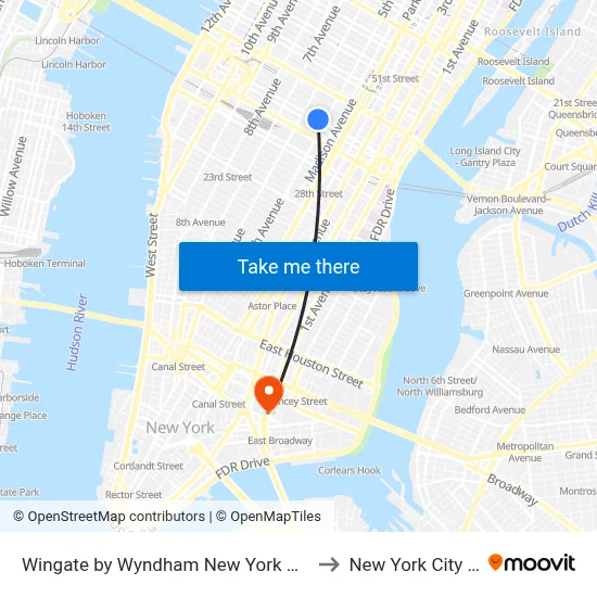Wingate by Wyndham New York Midtown South 5th Ave to New York City Chinatown map