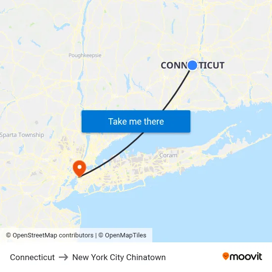 Connecticut to New York City Chinatown map