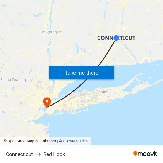 Connecticut to Red Hook map