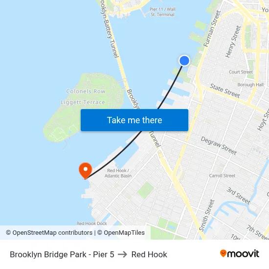 Brooklyn Bridge Park - Pier 5 to Red Hook map